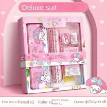 Sanrio Sanrio Black Cat Deluxe 12pcs Stationery Set - Includes Pencil Case, Pencils, Crayons, Eraser And Ruler, Suitable For School Supplies, Teen Awards And Gifts,Back To School