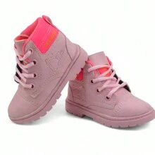 Bota Infantil Bebe Coturno Menino e Menina Botinha Baby Confortável - Rosa chiclete - Visão 3