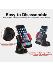 1pc Car Navigation Dashboard Mount, Single Suction Cup Car Phone Holder, 360 Degree Rotating Windshield/Dashboard Mobile Phone Stand Compatible With IPhone, Android Phone, Gift For Birthday, Family, Friends Car Accessories - Multicolor - View 3
