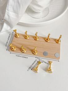 3D Solid Wooden Oval Nail Art Holder + 10 Finger Displays, Magnetic Base. Include Resin Crystal Ball, Rhinestone, Retro Floral Holographic Decorations, DIY For Home, Salon, Wedding, Valentine's Gift - Multicolor - View 21