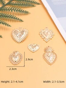 5pcs/Set Vintage Gold-Color Alloy Sacred Heart DIY Necklace Jewelry Accessories, Includes 5 Heart Designs (B512)
