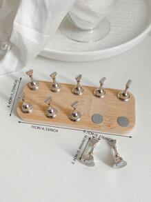 3D Solid Wooden Oval Nail Art Holder + 10 Finger Displays, Magnetic Base. Include Resin Crystal Ball, Rhinestone, Retro Floral Holographic Decorations, DIY For Home, Salon, Wedding, Valentine's Gift - Multicolor - View 25