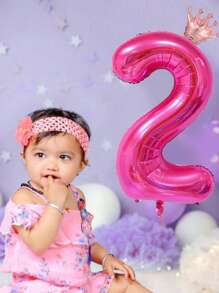 1/2 件 40 英寸大号紫红色皇冠形铝箔气球，搭配玫瑰金数字铝箔气球、迷你皇冠，适合 1-10 岁、16 岁、18 岁、20 岁、21 岁、25 岁、30 岁、35 岁、40 岁、45 岁、50 岁、55 岁、60 岁生日 - 玫紅色 - 查看 4