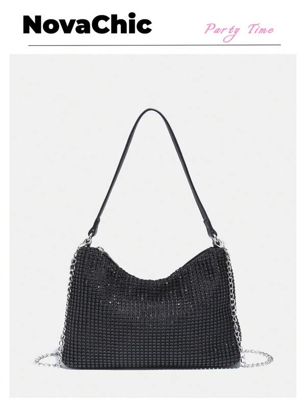 Borsetta da donna luccicante, elegante e preziosa, di lusso opaco, con glitter e paillettes, borsetta da sera con grande capacità, borsa da sera con strass, perfetta per feste, matrimoni, balli, cene e banchetti di San Valentino