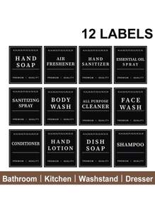 LEAPAIR 2 个 16.9 盎司磨砂哑光圆形瓶带泵洗洁精分配器可再填充乳液分配瓶带 12 个防水标签用于（洗手液/洗洁精/洗面奶/沐浴露/洗手液/洗手液/洗发水/护发素/多功能清洁剂/精油喷雾/空气清新剂），500ML 泵压瓶防漏皂液洗发水液体储存容器 PET 塑料挤压皂液器瓶 - matte black - 查看 5