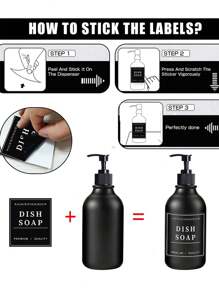 LEAPAIR 2 个 16.9 盎司磨砂哑光圆形瓶带泵洗洁精分配器可再填充乳液分配瓶带 12 个防水标签用于（洗手液/洗洁精/洗面奶/沐浴露/洗手液/洗手液/洗发水/护发素/多功能清洁剂/精油喷雾/空气清新剂），500ML 泵压瓶防漏皂液洗发水液体储存容器 PET 塑料挤压皂液器瓶 - matte black - 查看 6