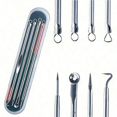 Aguja para acné y puntos negros, cuidado de la piel para mujeres, limpiador de poros, ganchos, cepillo facial, bolsa, organizador, almacenamiento, extractor de puntos negros, belleza, productos de cuidado de la piel, spa, autocuidado, herramientas de cuidado de la piel, cuidado facial, suministros de esteticista, piel, limpiador facial