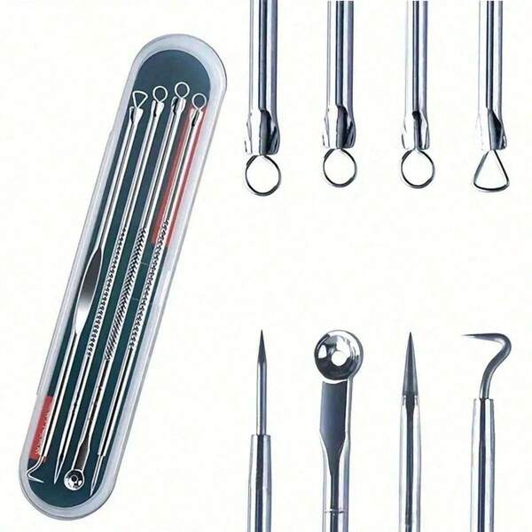 Aguja para acné y puntos negros, cuidado de la piel, belleza para mujeres, cuidado del acné, aguja limpiadora de poros, ganchos, limpieza facial, cepillo facial, bolsa, organizador, almacenamiento