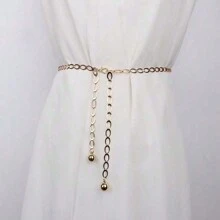 European And American Retro Metal Chain Belt, Women's Decorative Waist Chain, Versatile For Dresses, Jumpsuits And Suits, Glittering Slimming Waist Accessory, Summer Fall, Autumn, Halloween - Gold - View 17