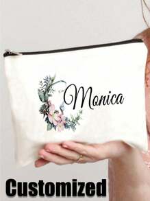 Custom Name Cosmetic Bag - Personalized Makeup Pouch With Zipper, Lightweight Travel Organizer For Toiletries, Coin Purse, Gift For Her, Perfect For Travel, Party, Vacation (Design Your Own)