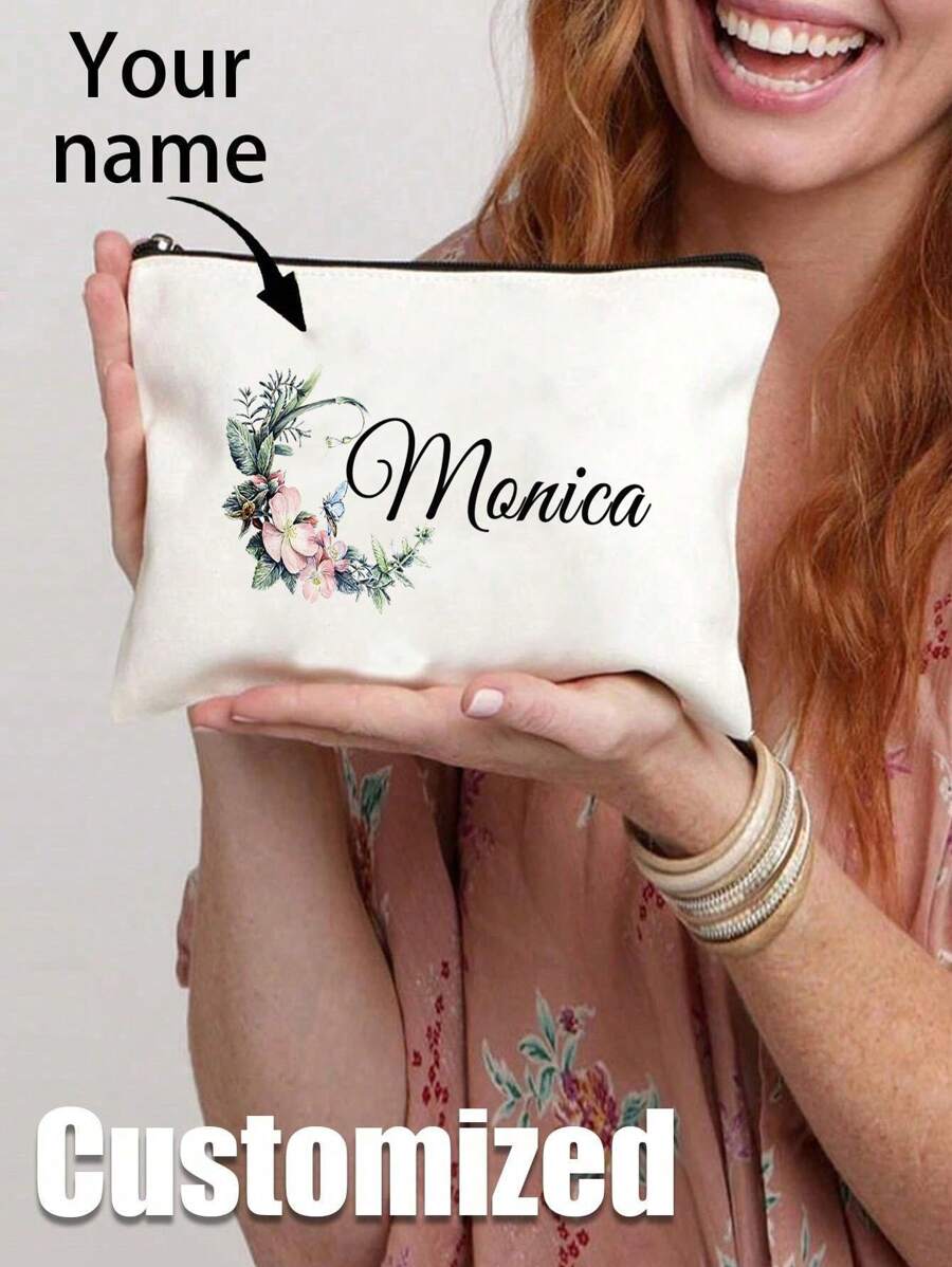 Custom Name Cosmetic Bag - Personalized Makeup Pouch With Zipper, Lightweight Travel Organizer For Toiletries, Coin Purse, Gift For Her, Perfect For Travel, Party, Vacation (Design Your Own)