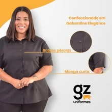 Women's Short Sleeve Dress Shirt Plus Size T-Shirt - Black - View 3