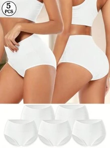 5 stuks dames plus size hoge taille volledige dekking zachte slipjes