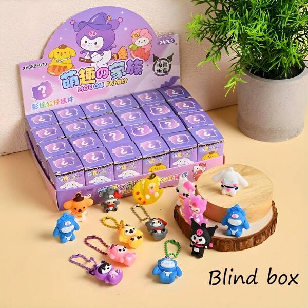 Sanrio 24pcs/Set New Sanrio Character Blind Box Hanging Ornaments, Mystery Gift Suitable For Teenagers 14+ Years Old