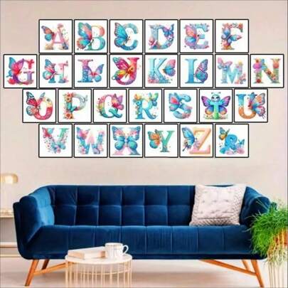 DIY Diamond Painting Kit (Unframed) - English Letter Theme Pattern, 5D Partial Special Shaped Diamond Sticker Mosaic Handicraft, Suitable For Home Wall Decor, 30*30cm/11.81*11.81in