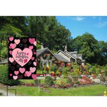 1pc Love Flag For Valentine's Day, Red & Pink Striped Double-Sided Heart-Shaped Valentine's Day Flag, Heart Combo Valentine's Day Garden Flag, 30 X 45cm Valentine's Day House Flag, Suitable For Valentine's Day Decoration - Multicolor - View 7