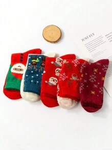 5 đôi tất len ấm áp mùa thu đông mới, tất ống giữa dệt jacquard hình hươu giáng sinh đáng yêu dành cho nữ, tất bắp chân mềm mại thoải mái, thích hợp cho dịp giáng sinh và mặc hàng ngày cũng như nhiều dịp khác nhau - Nhiều màu - Xem 8