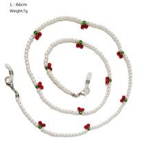 1pc Faux Crystal Beaded Cherry Eyeglass Chain For Women - Pearl Red - View 5
