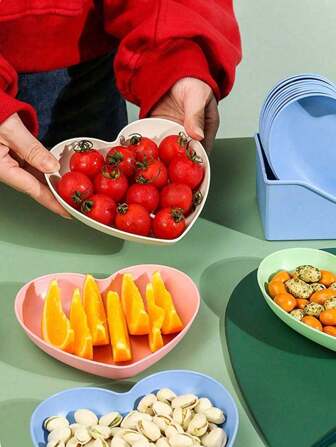 5 件/套优雅简约心形陶瓷盘子、奢华轻质骨瓷盘子、家居装饰、派对盘子、水果/糖果盘