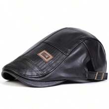 1pc Men's PU Leather Patchwork Newsboy Cap Warm Casual Hat, Suitable For Outdoor, Business, Party In Autumn/Winter - Multicolor - View 13