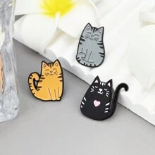 1 件/3 件可爱猫咪珐琅合金胸针，特殊设计翻领别针，送给朋友的贴心礼物，迷人的锌合金卡通猫咪胸针，适合所有季节情人节礼服配饰别针，用于衣服包包饰品学校办公室配饰衬衫夹克珠宝圣诞节万圣节衣服别针有趣的教师礼物 - 彩色 - 查看 12