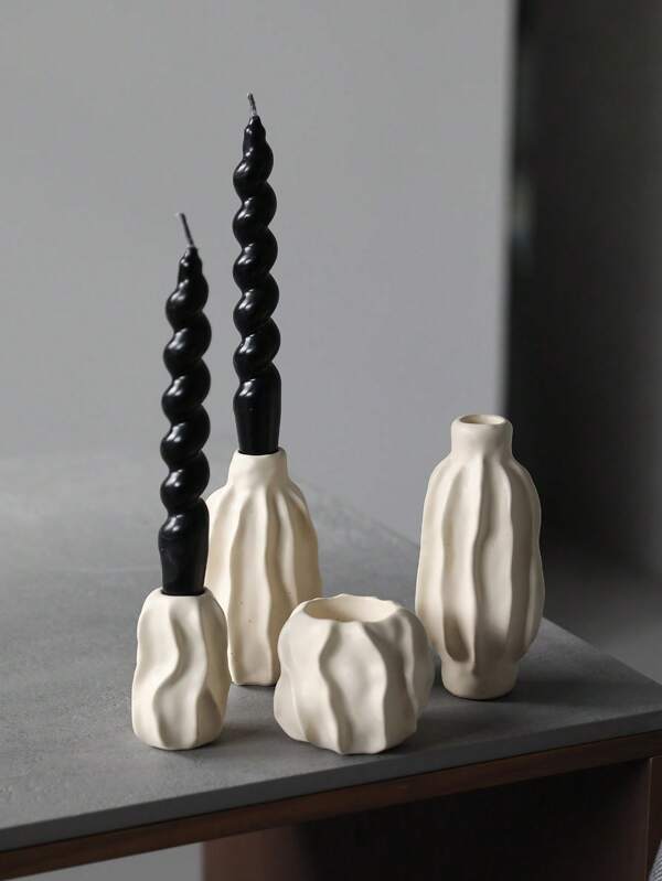 1 Stück Wabi-Sabi Stil moderner vintage Keramik Kerzenhalter Deko, minimalistischer Kerzenständer für Esszimmertisch, Hochzeit, Tischdekor