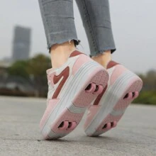 Women Can Slide Quickly, Detachable Small Four-Wheel, Fashionable Sports Roller Skates For Teenagers, Colorful Fighting Four-Wheel Detachable Roller Skates For Walking - Pink - View 6