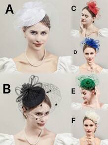 HITYfascinator 1pc Elegant Bowknot Fascinator, Polyester Fiber Hair Clip, Suitable For Party, Palace Style All Seasons