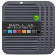 2 Miếng lót nồi bằng silicon cho món ăn nóng, Miếng lót nồi bằng silicon, Tấm lót nồi cho nồi và chảo nóng, Tấm lót nồi bằng silicon chịu nhiệt, Miếng lót nồi, Tấm lót bàn bếp, Dụng cụ mở lọ, Tấm lót sấy (Xám đậm) - Xám - Xem 1