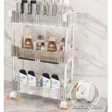 1pc Transparent Acrylic Storage Cart, Kitchen, Living Room, Bedroom, Multi-Layer Cart Storage Rack,Mobile Transparent Storage Rack, Small Cart, Cosmetics, Bedroom Bookshelf, Living Room Snacks, Multi-Layer Storage Rack, Bathroom Outdoor Decor
