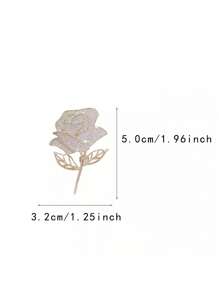 1枚镶钻玫瑰胸针，百搭优雅翻领别针，高端时尚配饰 - 金色 - 查看 4