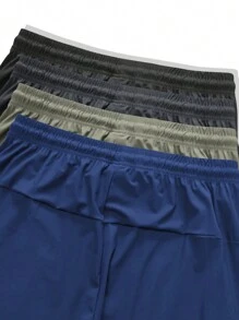 4pcs Men's Quick-Dry Lightweight Drawstring Elastic Solid Color Sports Shorts, With Zipper Pockets, Suitable For Fitness, Spring & Summer - Multicolor - View 10