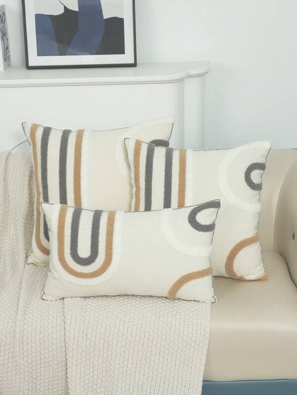 1 Pc Luxury Embroidered Circle Towel Pillow Cover - Soft & Stylish Home Decor - Handmade, Durable, And Chic