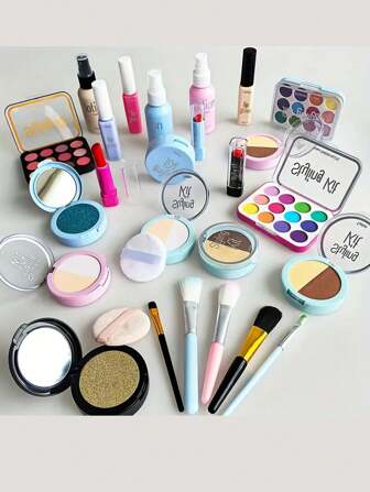 10 件/套女孩假装化妆套装 - 假口红和眼影玩具 - 生日或圣诞礼物（不含真化妆品）