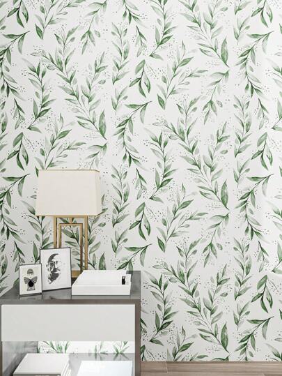 Roll 45cm Groen Leaf Peel Stick Wallpaper, Bohemian Removable Vinyl Contact Paper, Moderne Neutral Self Adhesive Wand Cabinets, Bedrooms view 5