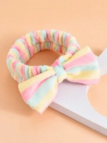 彩色豹纹蝴蝶结头带发饰可爱发带，适合女士、化妆和洗脸家居浴室装饰秋季装饰返校 - 米色 - 查看 6