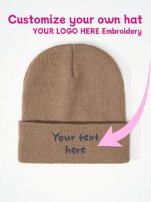 1pc Customized Embroidered Letter Logo Knit Beanie Hat, Unisex Couples Customized Hat, Suitable For Daily Wear, Ideal For Valentine's Day, Christmas, Autumn/Winter, Winter Fashion, Christmas Gift, Personalized Gift For Men & Women