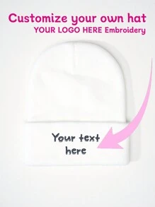 1pc Customized Embroidered Letter Logo Knit Beanie Hat, Unisex Couples Customized Hat, Suitable For Daily Wear, Ideal For Valentine's Day, Christmas, Autumn/Winter, Winter Fashion, Christmas Gift, Personalized Gift For Men & Women