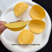 1/2/3/4件装仿真零食趣味薯片发夹，刘海夹，可爱发夹，趣味头饰，趣味热销单品爪夹发夹，发卡，学习用品，发饰 - 彩色 - 查看 3