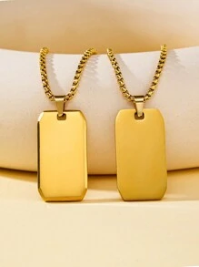 Gepersonaliseerde roestvrijstalen tekstketting, hiphop-koppelketting, gespiegelde hoekige militaire dogtag-stijl hangersieraden, gegraveerd beschikbaar