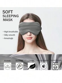 3PCS/SET . Sleep Set | Softer Than Pillowcase & Eyemask Set - Includes 1 Satin Pillowcase, 1 Eye Mask & 1 Scrunchie - Grey - View 3