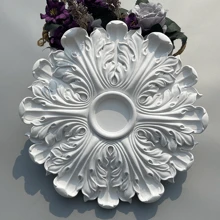 PU Lighting Plate, Imitation Gypsum Resin PVC Polyurethane Home Decor Material, Round Plate Foam Wall Panel Accessory With Center Round Hole - White - View 8