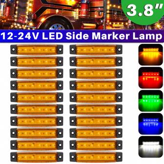 12V-24V 5 件 LED 前后侧指示灯 LED 灯指示灯 适用于汽车卡车货车巴士 - 白色/红色/琥珀色/蓝色/绿色