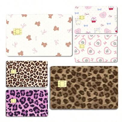 4/1 件，豹纹信用卡贴纸，信用卡保护套，无气泡超薄信用卡贴花，信用卡贴纸防水乙烯基保护贴花，适用于钥匙、交通卡、借记卡、信用卡返校