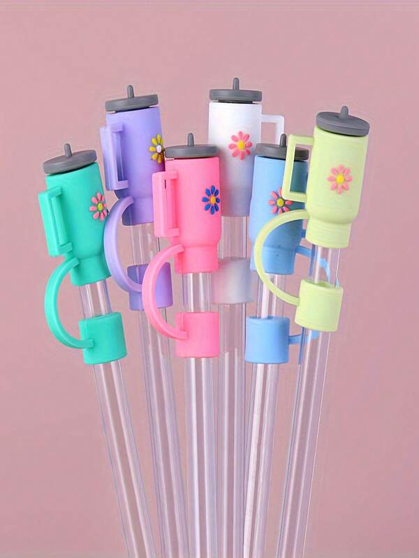 6 Pieces Of Straw Hats With A 10mm Straw Top, Compatible With Stanley 30 & 40 Oz Handleless Canteens