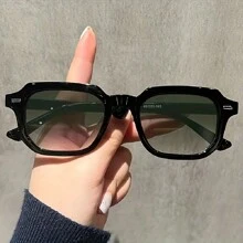 1pc/2pcs/3pcs Women Rivet Decor Square Shaped Sunglasses, Retro Minimalist Metal Hinge Sunglasses For Travel, Party, Daily Use Fashionable Shade Elegant Outfit Family Outings Travel Vacation Holiday
