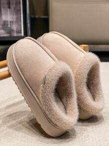 Comfortable & Fashionable Men's Plush Slippers, Anti-Slip Thick Sole Fluffy Slides For Indoor Home Wear, Warm For Autumn/Winter, Unisex
