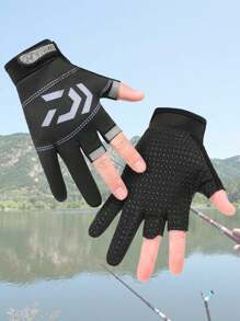 1 Pair Outdoor Sports Half Finger Gloves, Fishing Sunscreen Warm Breathable Anti-Slip Delivery Cycling Gloves - Multicolor - View 9