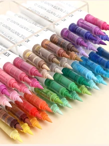 languo 9/96/126/196/240 Colors Acrylic Paint Markers, Multi-Color Options, Water-Based Acrylic Markers With Soft Brush Tips, Suitable For Fabric, Canvas, Rock, Glass, Wood, Paper, DIY Crafts, School & Art Supplies - Multicolor - View 5