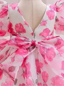 1pc Young Girl Printed Dress, Suitable For Banquets